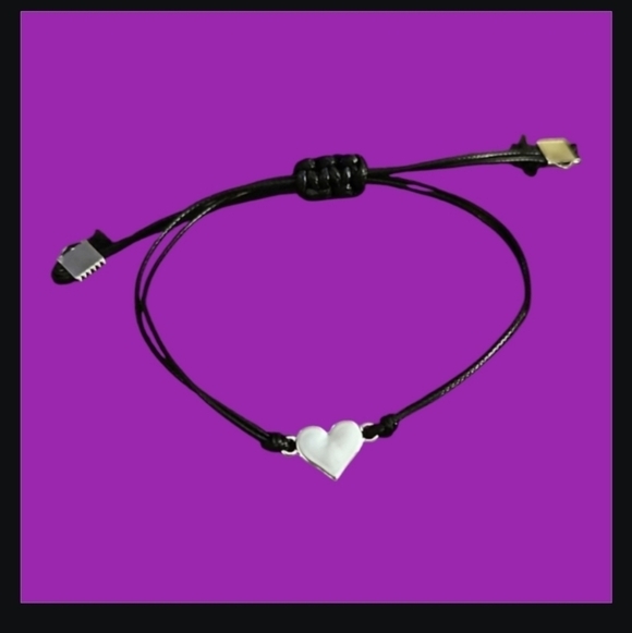 Hand Crafted Jewelry - 3/$30 Dainty Black Macrame Heart Adjustable Tennis Bracelet